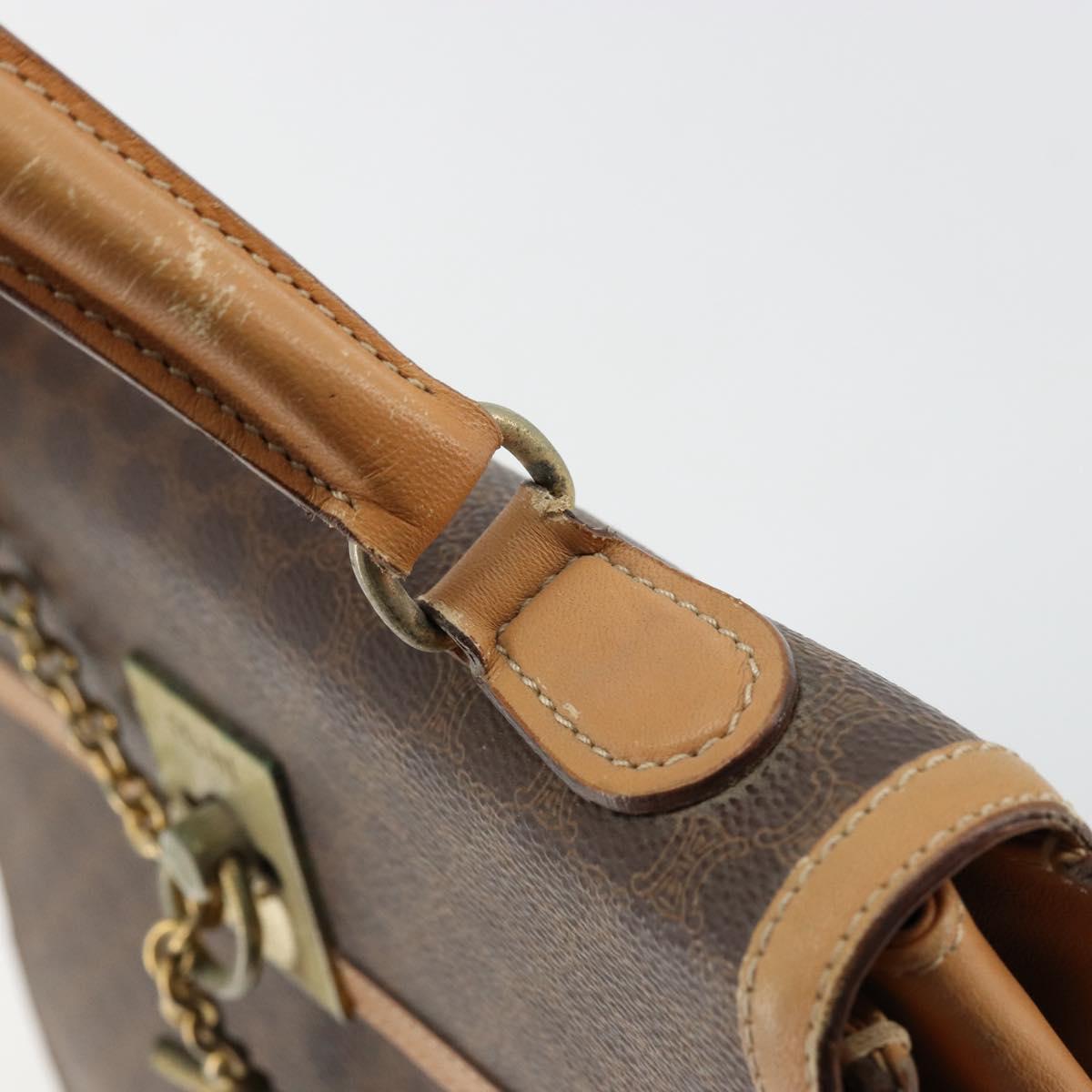 CELINE Macadam Canvas Hand Bag PVC Leather Brown Auth 97775