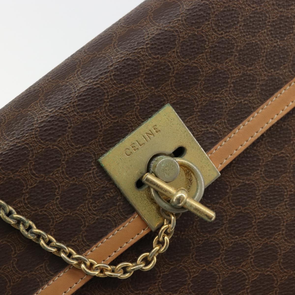 CELINE Macadam Canvas Hand Bag PVC Leather Brown Auth 97775