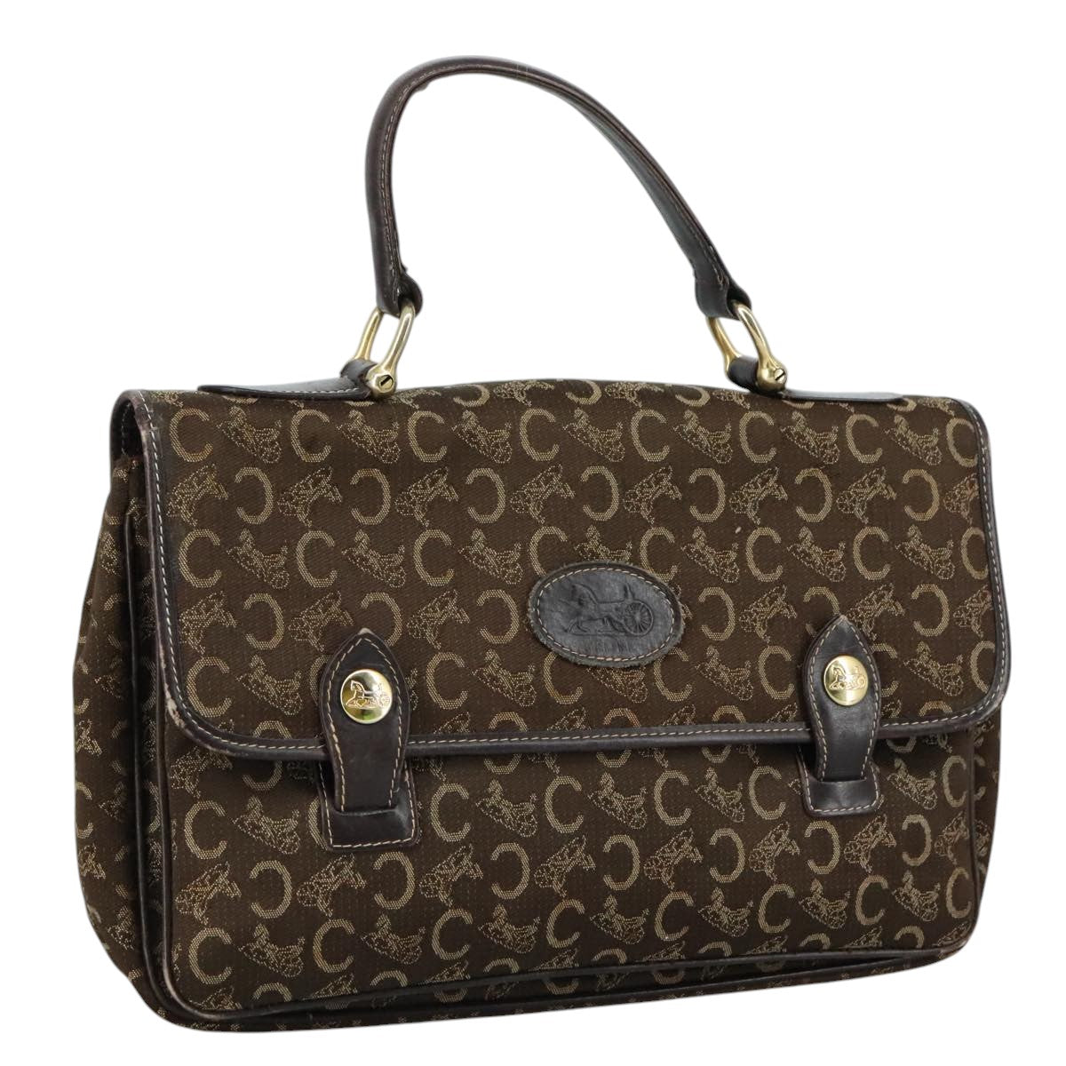 CELINE C Sulky Hand Bag Canvas Brown Auth 97779