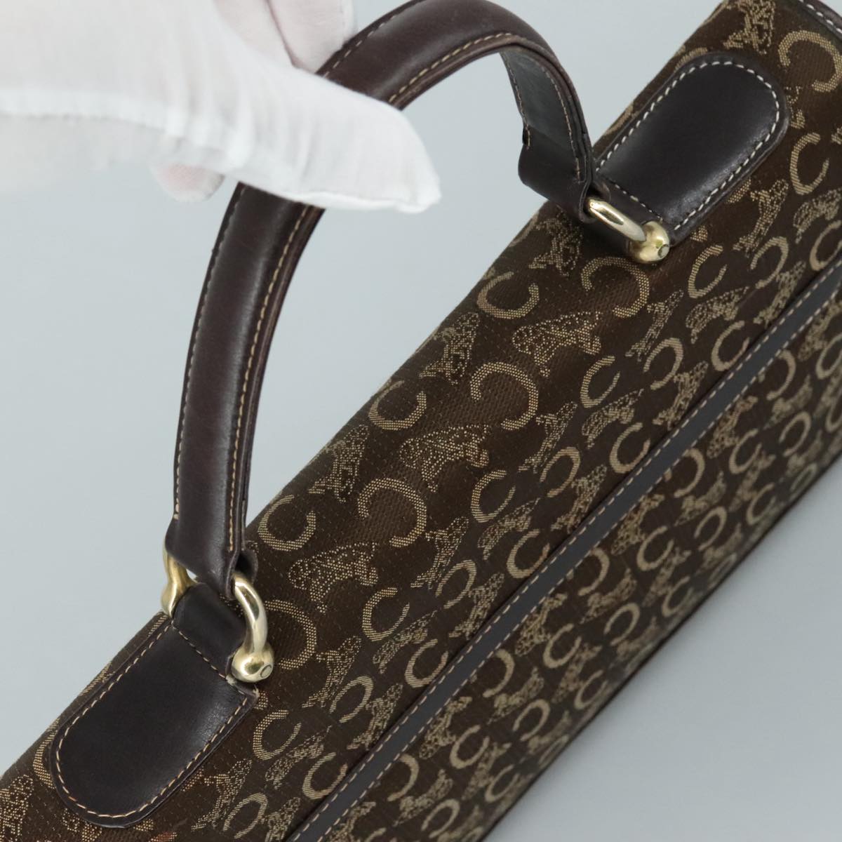CELINE C Sulky Hand Bag Canvas Brown Auth 97779