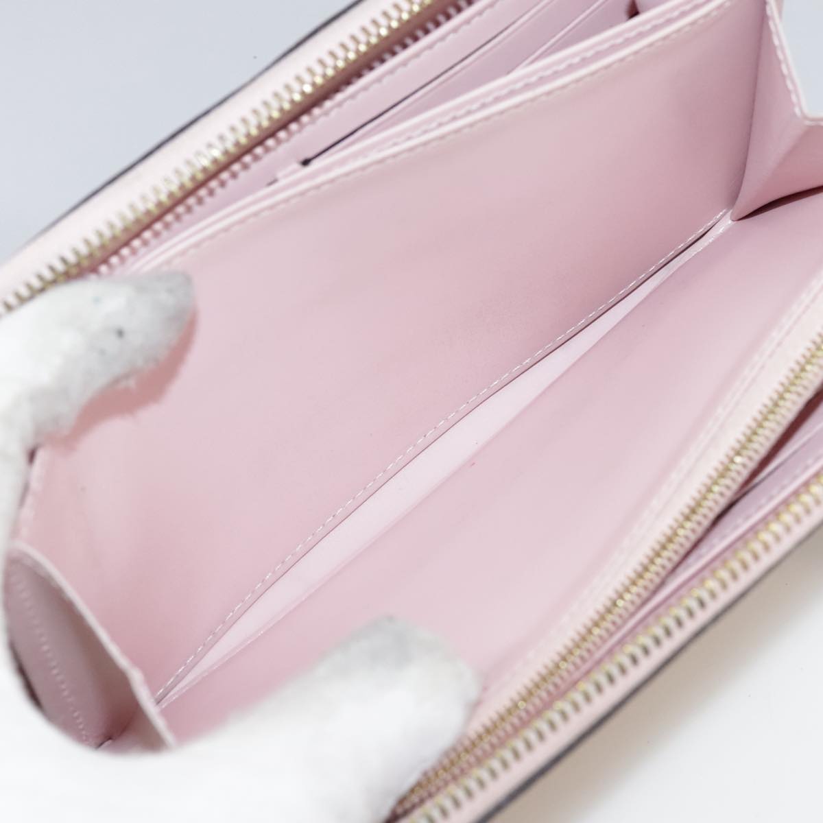 LOUIS VUITTON Monogram Vernis Zippy Wallet Rose Valerine M93522 LV Auth 97795