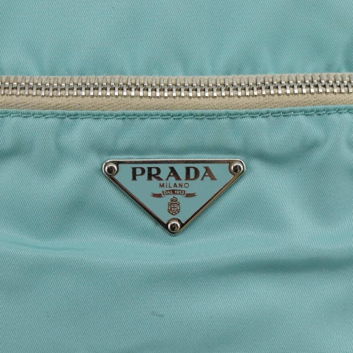 PRADA Shoulder Bag Nylon Light Blue Silver Auth 97798V