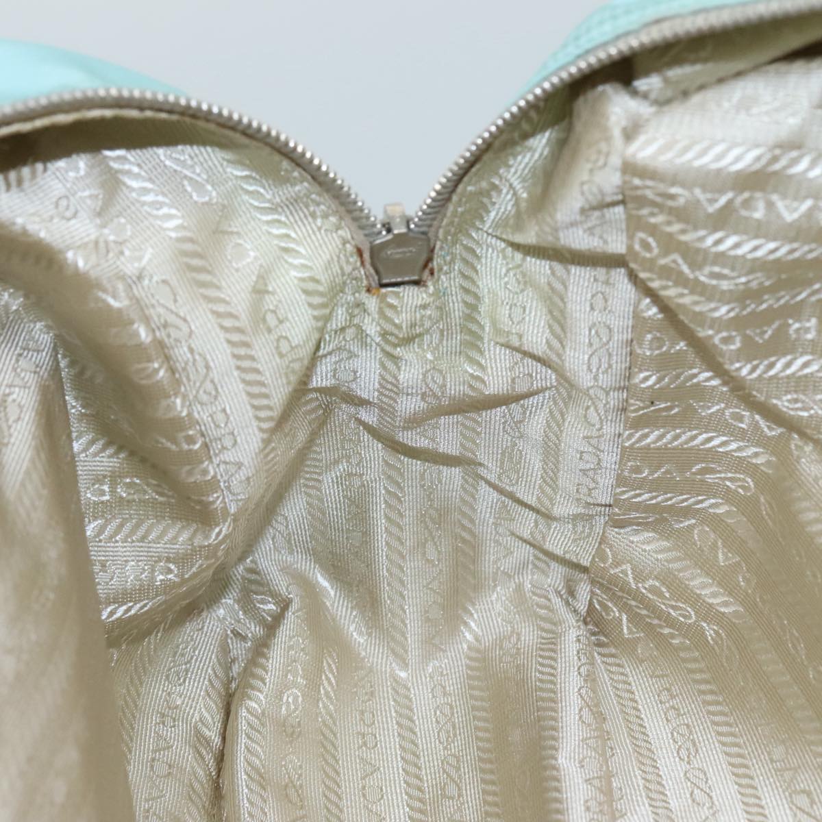 PRADA Shoulder Bag Nylon Light Blue Silver Auth 97798V