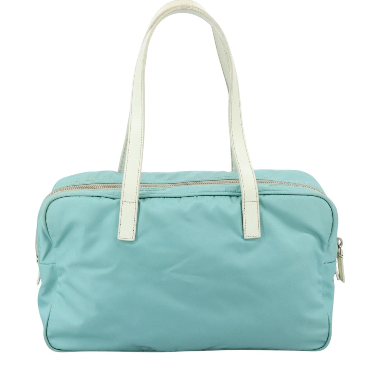 PRADA Shoulder Bag Nylon Light Blue Silver Auth 97798V