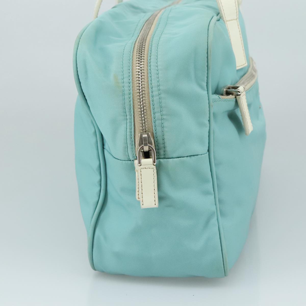 PRADA Shoulder Bag Nylon Light Blue Silver Auth 97798V