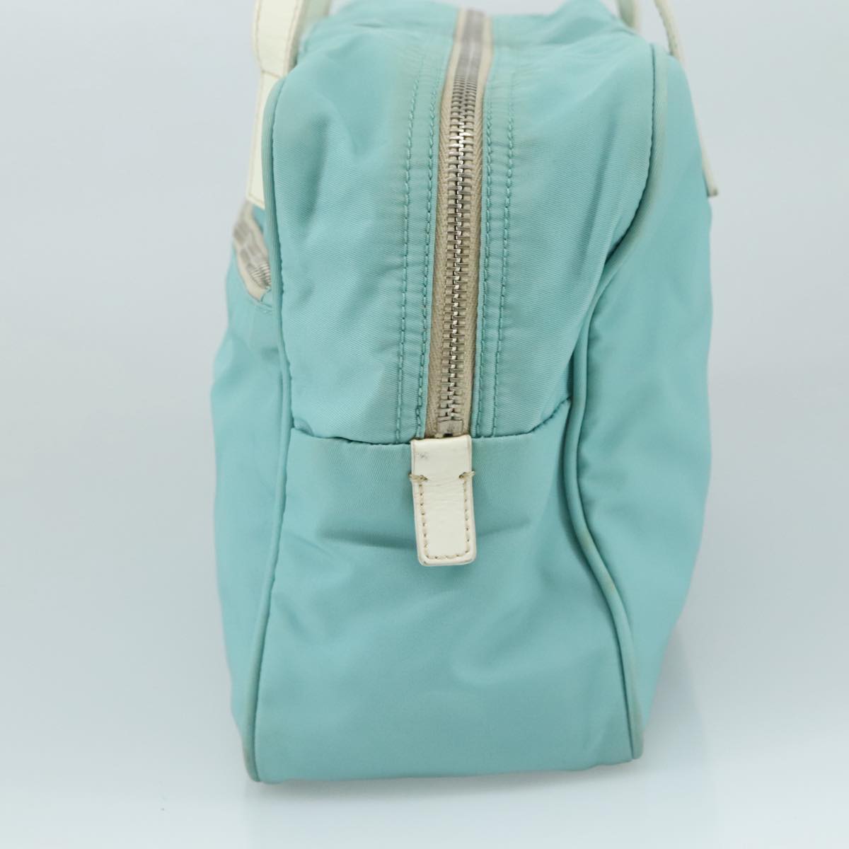 PRADA Shoulder Bag Nylon Light Blue Silver Auth 97798V