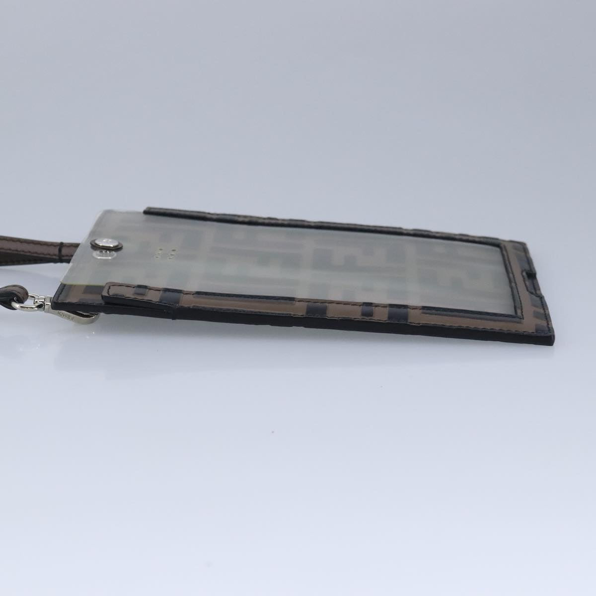 FENDI Zucca Canvas Smartphone Holder Brown Black Silver 7AR737 A5TL Auth 97888V
