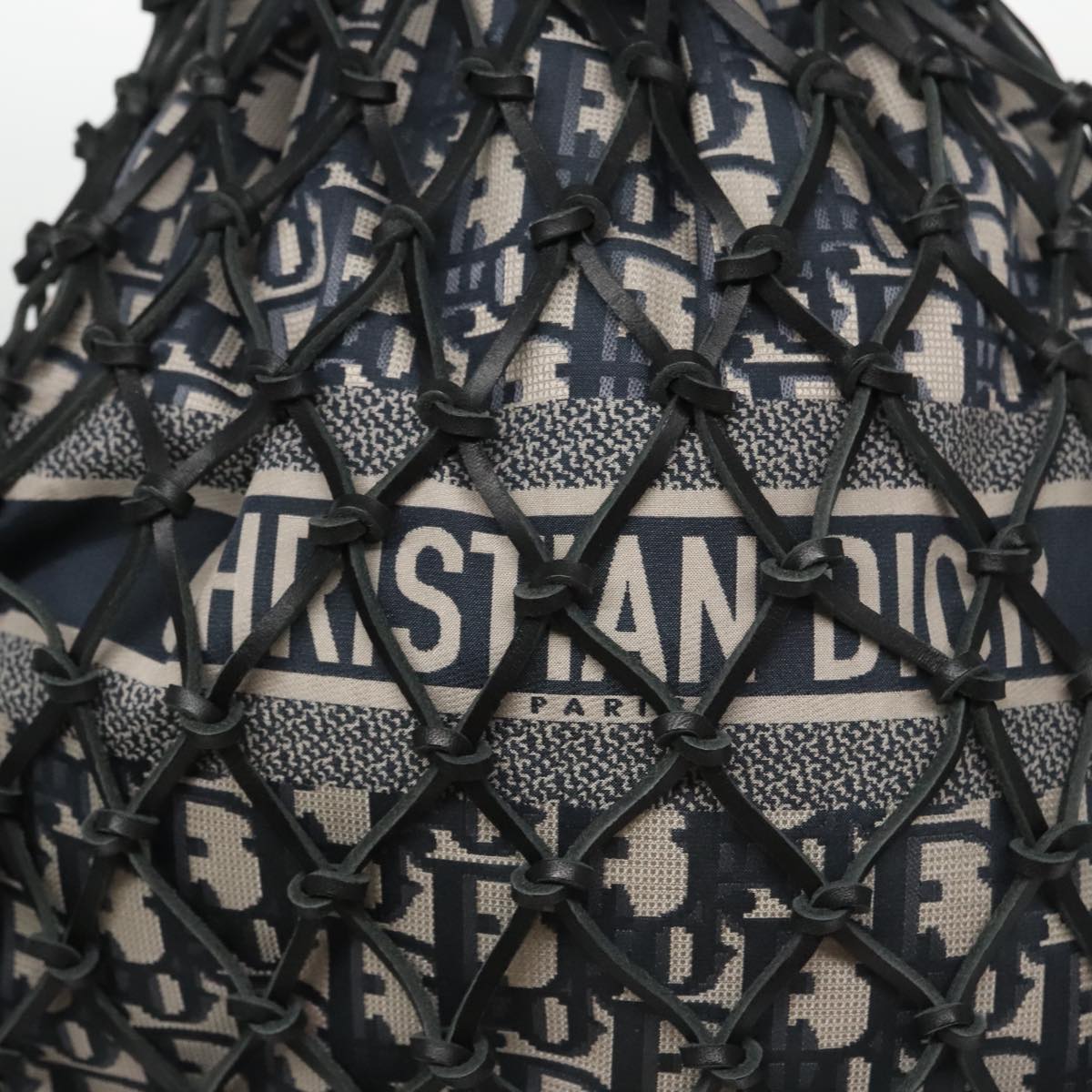 Christian Dior Trotter Canvas Hand Bag Navy Auth 97952SV