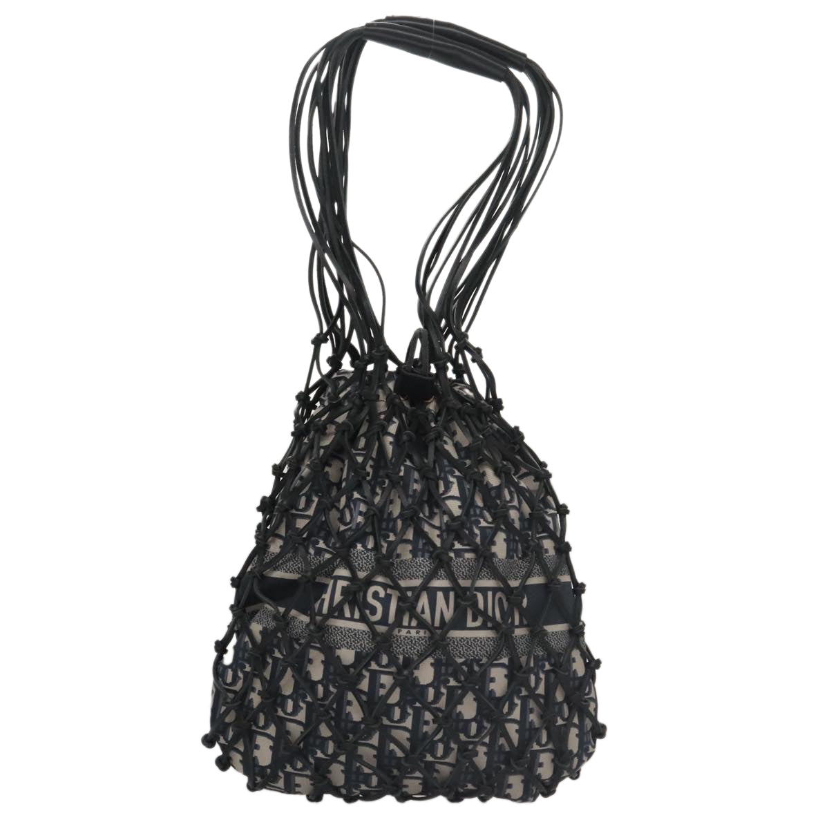 Christian Dior Trotter Canvas Hand Bag Navy Auth 97952SV