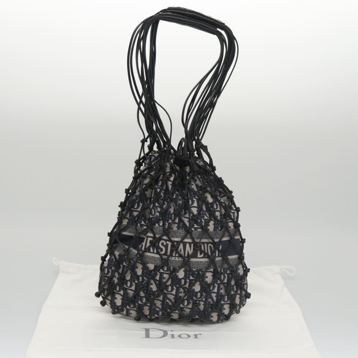 Christian Dior Trotter Canvas Hand Bag Navy Auth 97952SV