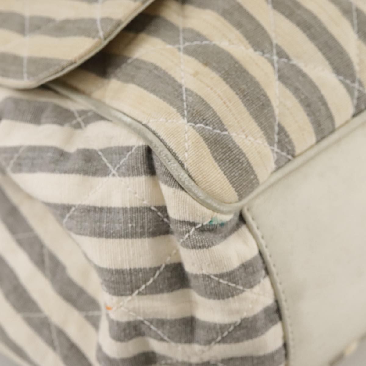 CHANEL Matelasse Big COCO Mark Chain Shoulder Bag Canvas Gray Gold CC Auth 97974