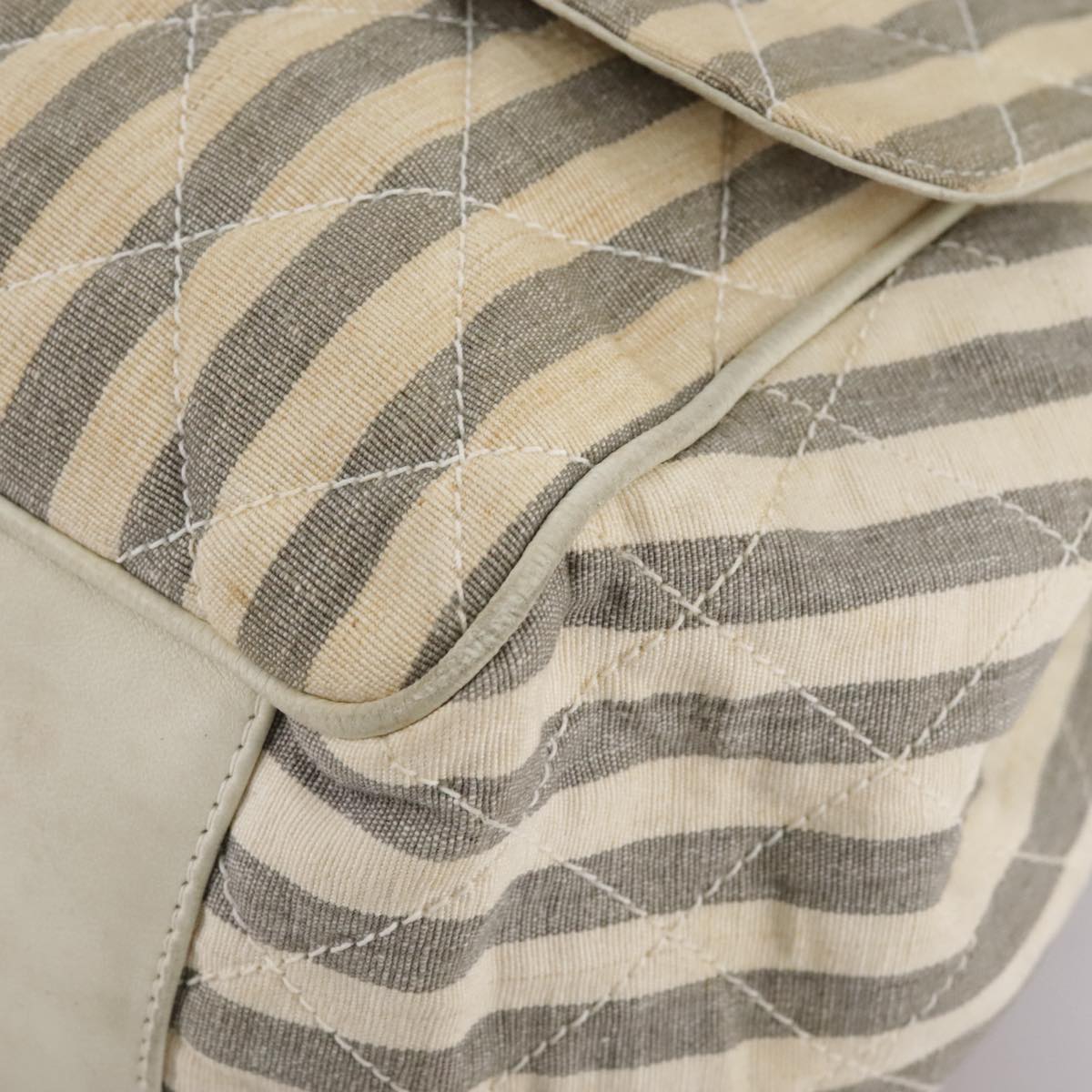 CHANEL Matelasse Big COCO Mark Chain Shoulder Bag Canvas Gray Gold CC Auth 97974