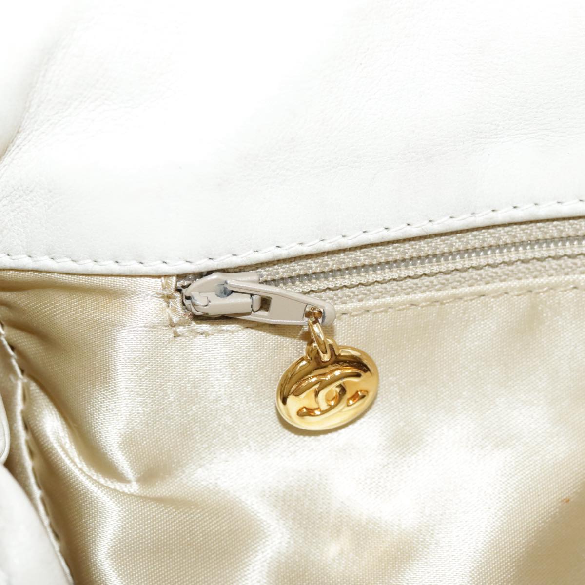 CHANEL Matelasse Big COCO Mark Chain Shoulder Bag Canvas Gray Gold CC Auth 97974