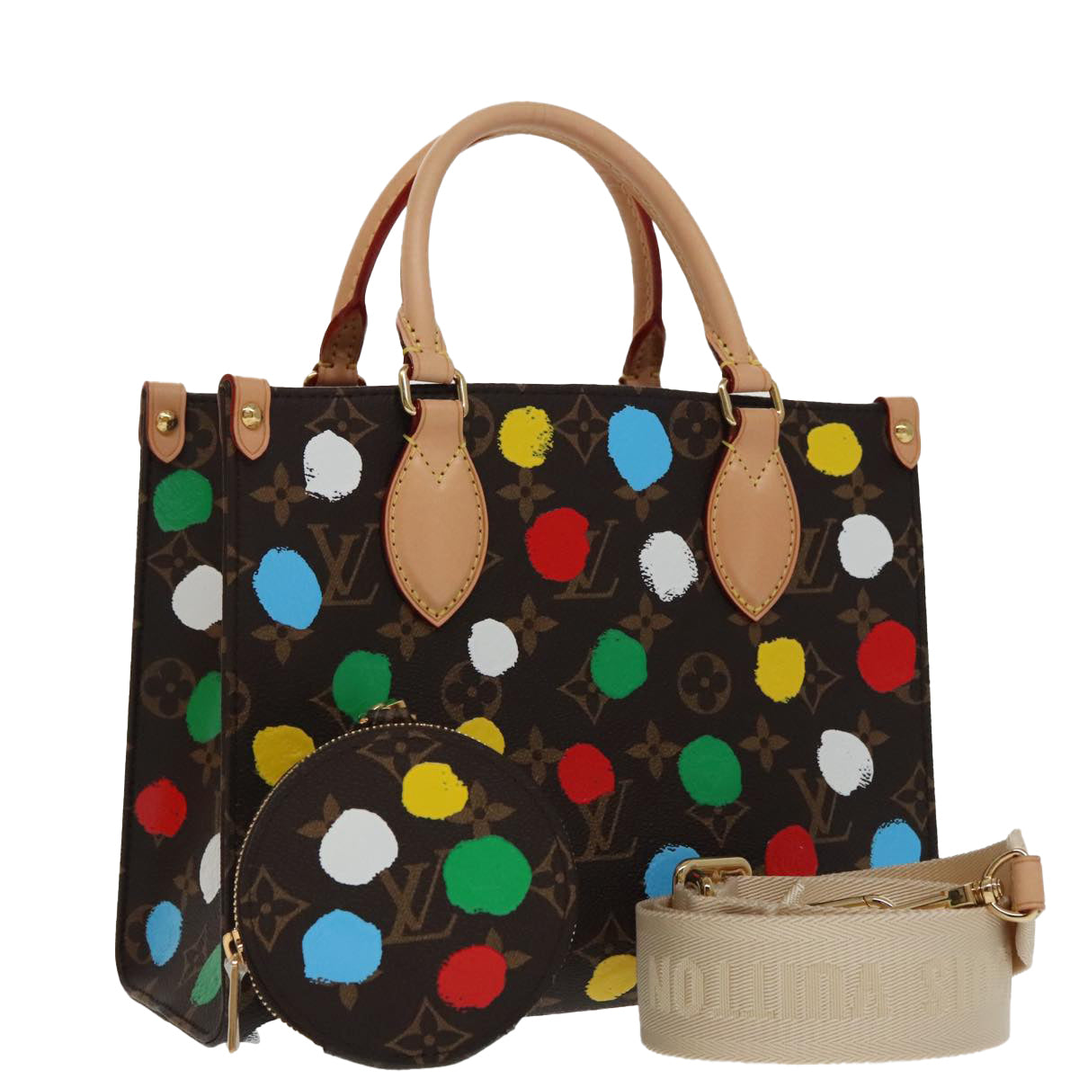 LOUIS VUITTON Monogram Yayoi Kusama On The Go PM Hand Bag M46380 LV Auth 98061SM