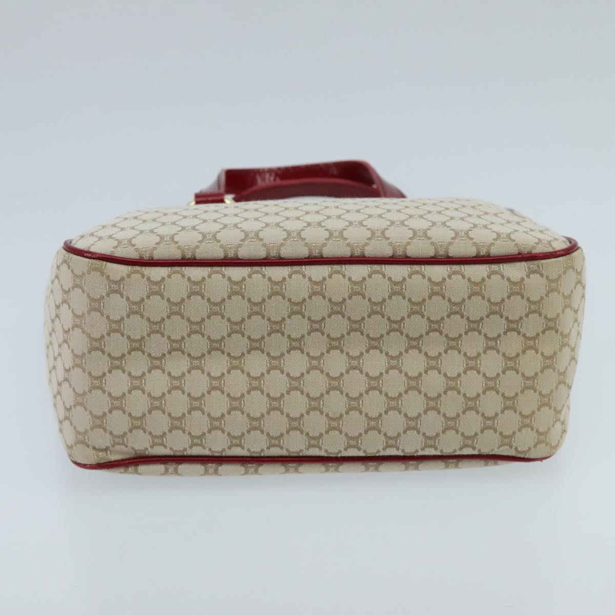 CELINE Macadam Canvas Hand Bag Beige Gold Auth 98068V