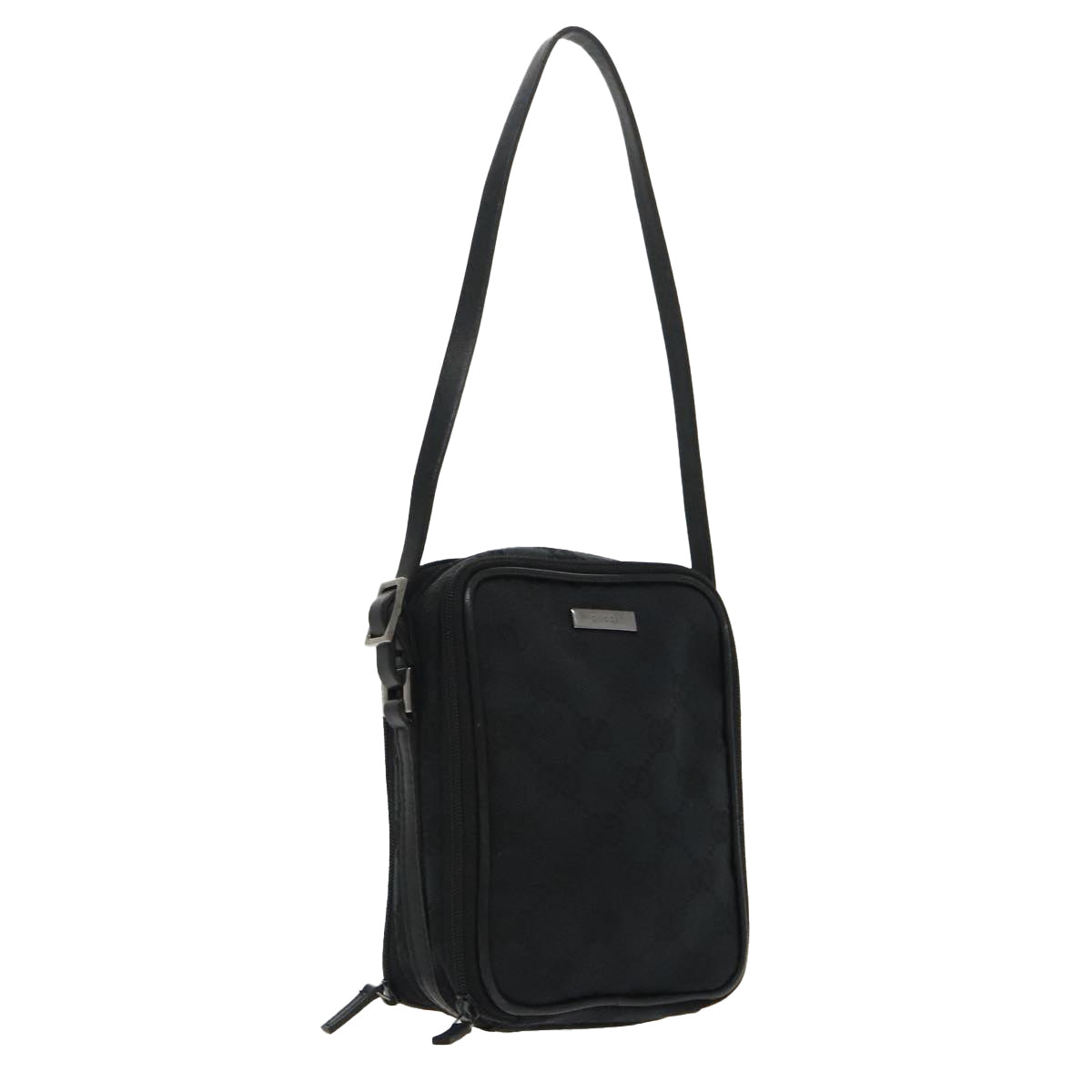 GUCCI GG Canvas Accessory Pouch Black Silver 039 1156 Auth 98077