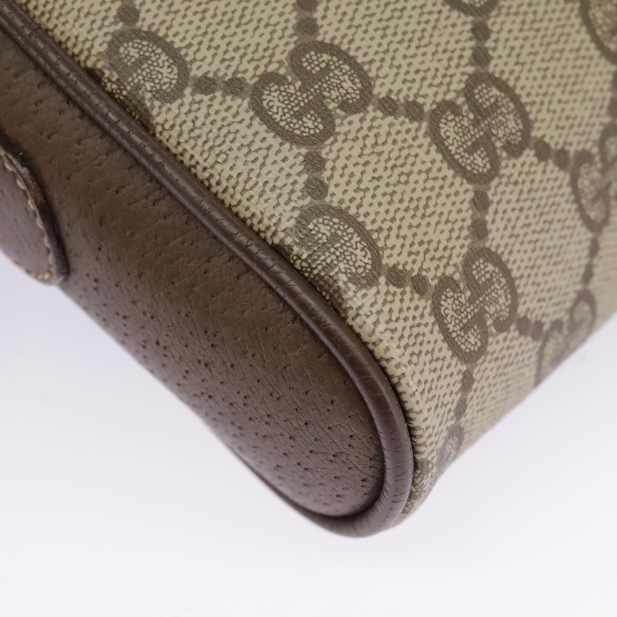 GUCCI GG Supreme Web Sherry Line Shoulder Bag PVC Beige 116 02 089 Auth 98084