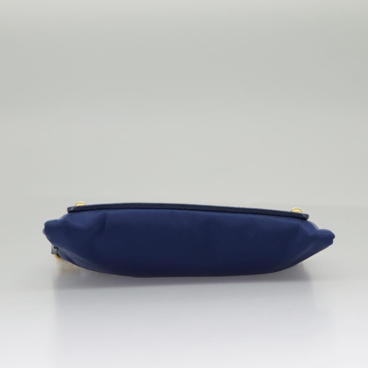 PRADA Chain Accessory Pouch Nylon Blue Gold Auth 98103V