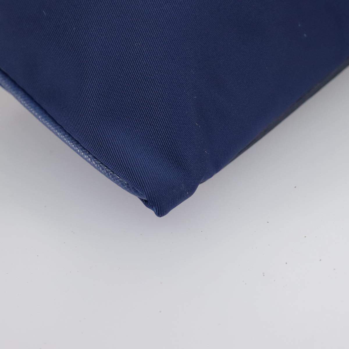 PRADA Chain Accessory Pouch Nylon Blue Gold Auth 98103V