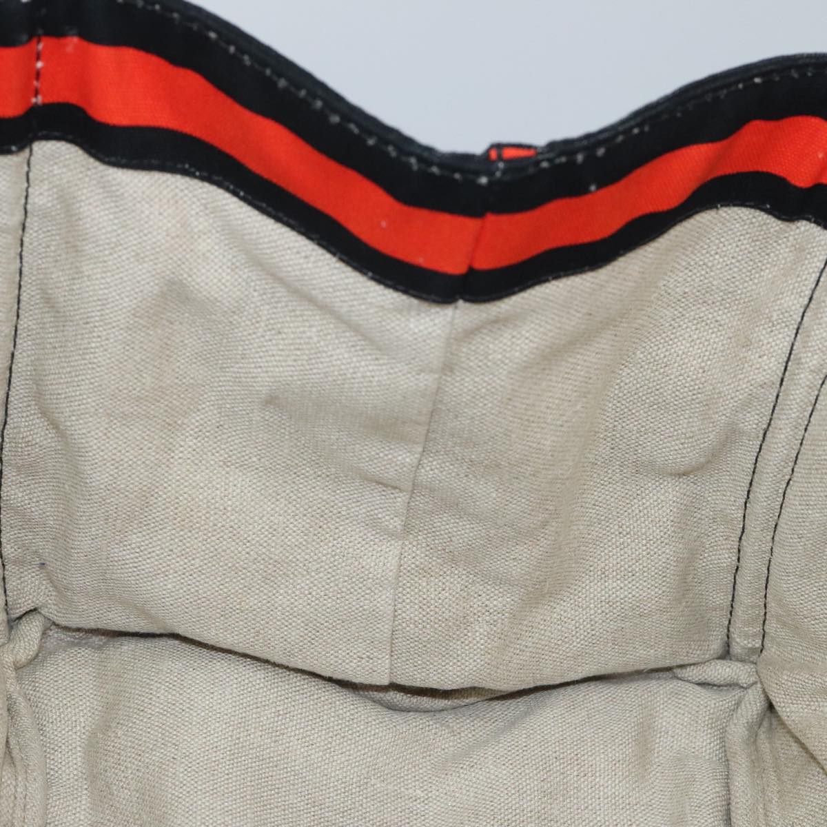 PRADA Canapa GM Hand Bag Canvas Black Orange gold Auth 98112V