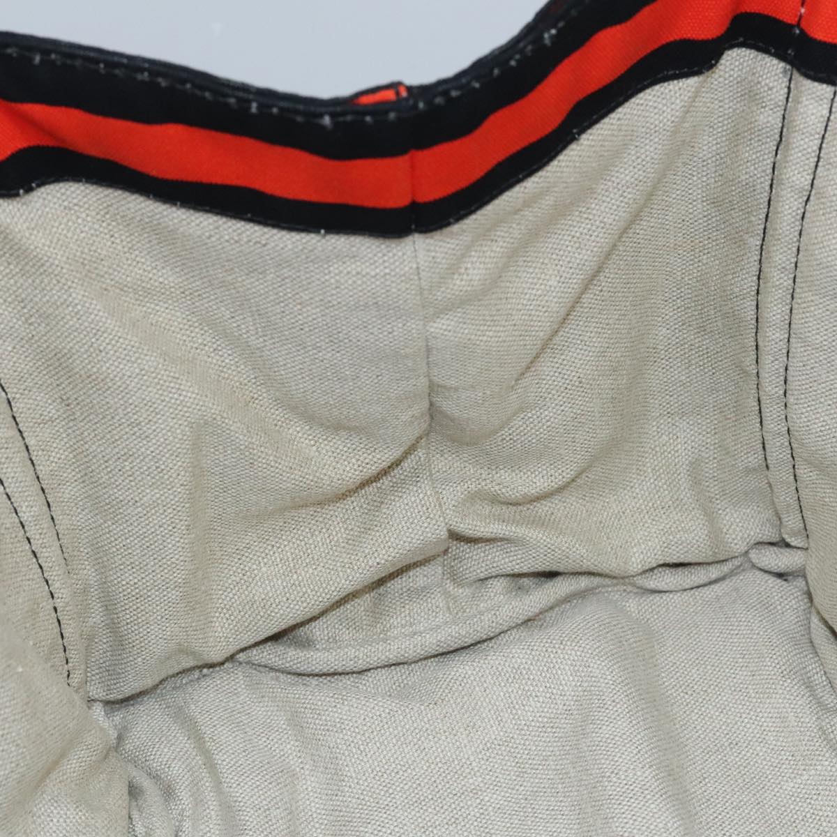 PRADA Canapa GM Hand Bag Canvas Black Orange gold Auth 98112V