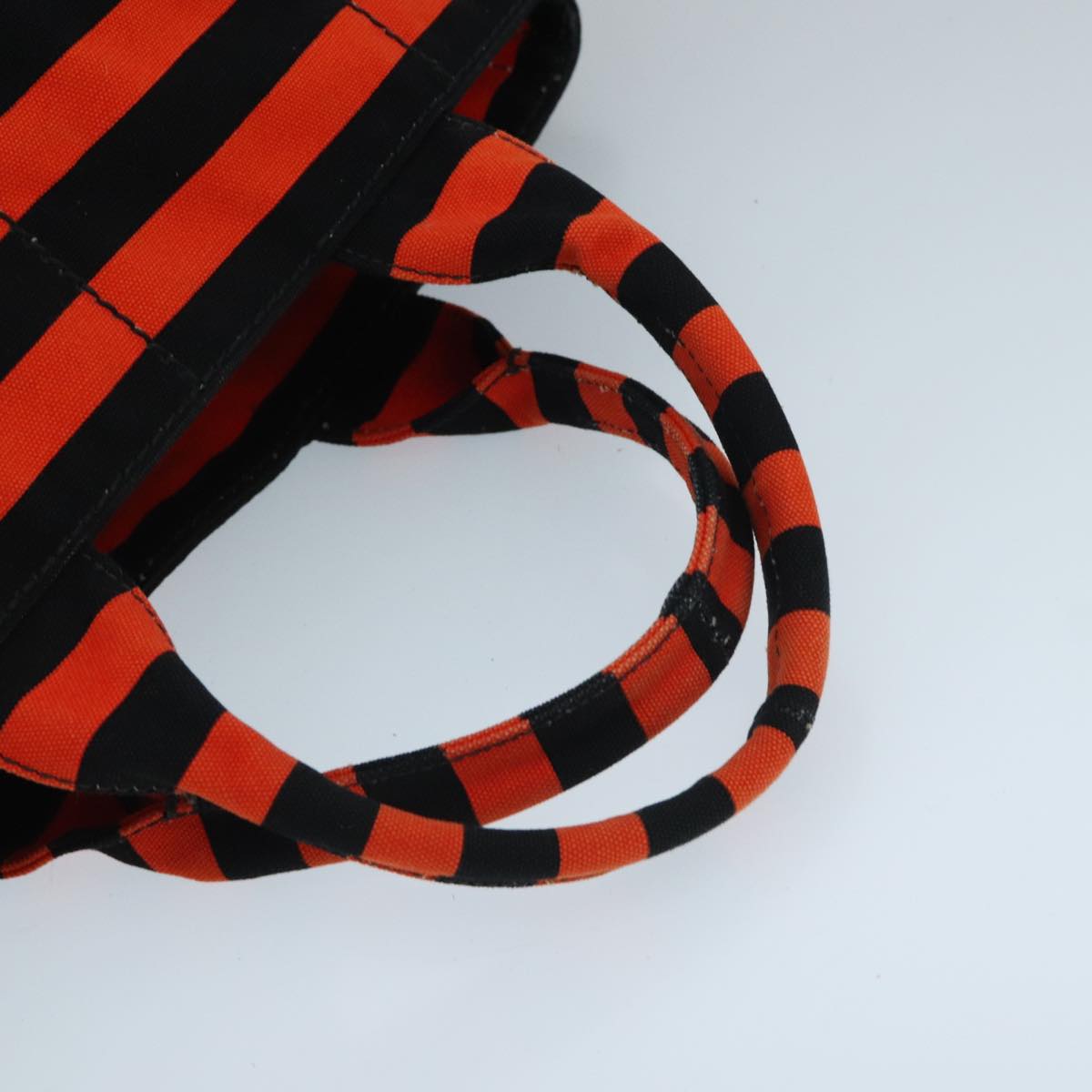 PRADA Canapa GM Hand Bag Canvas Black Orange gold Auth 98112V