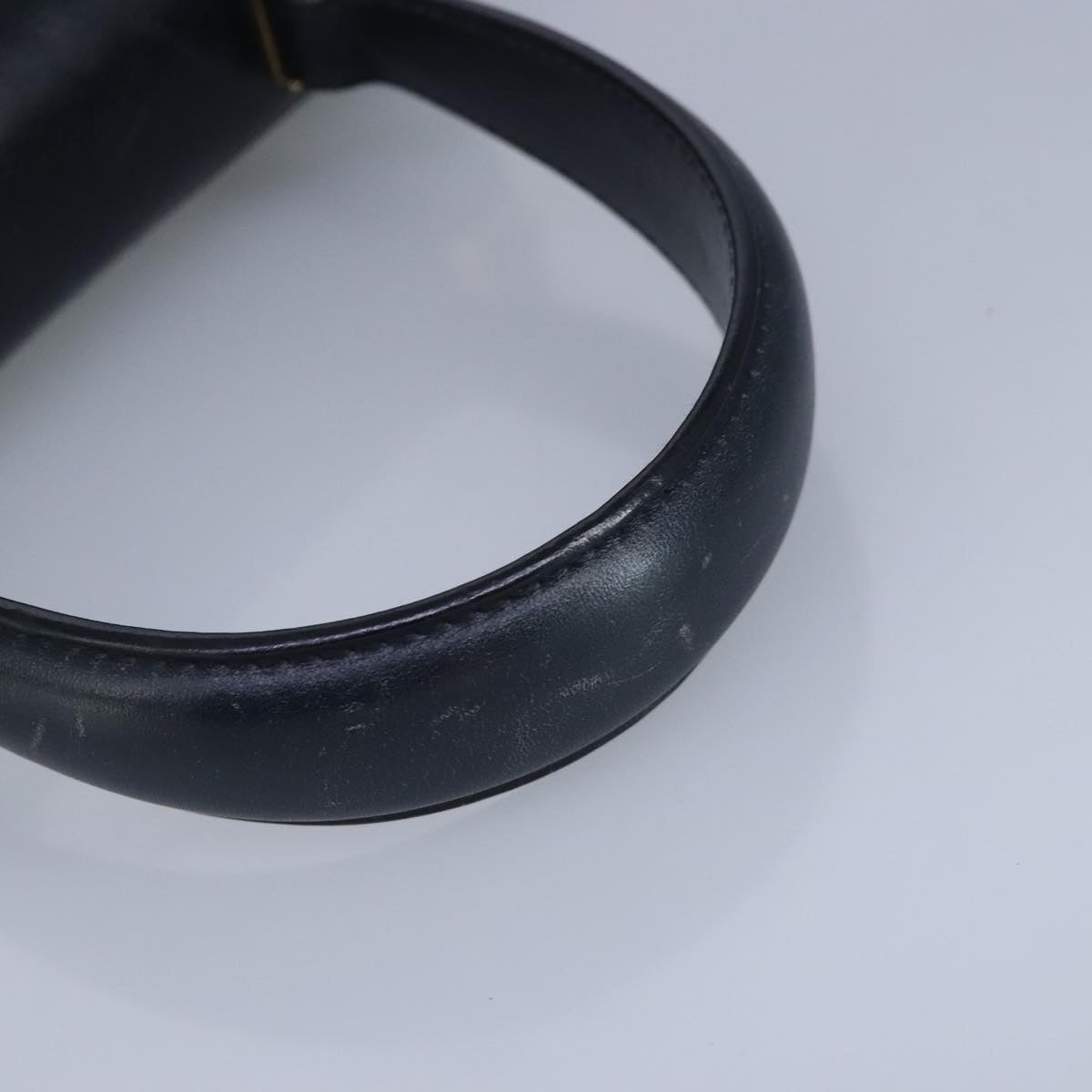 Salvatore Ferragamo Gancini Hand Bag Leather 2way Navy Gold Auth 98122