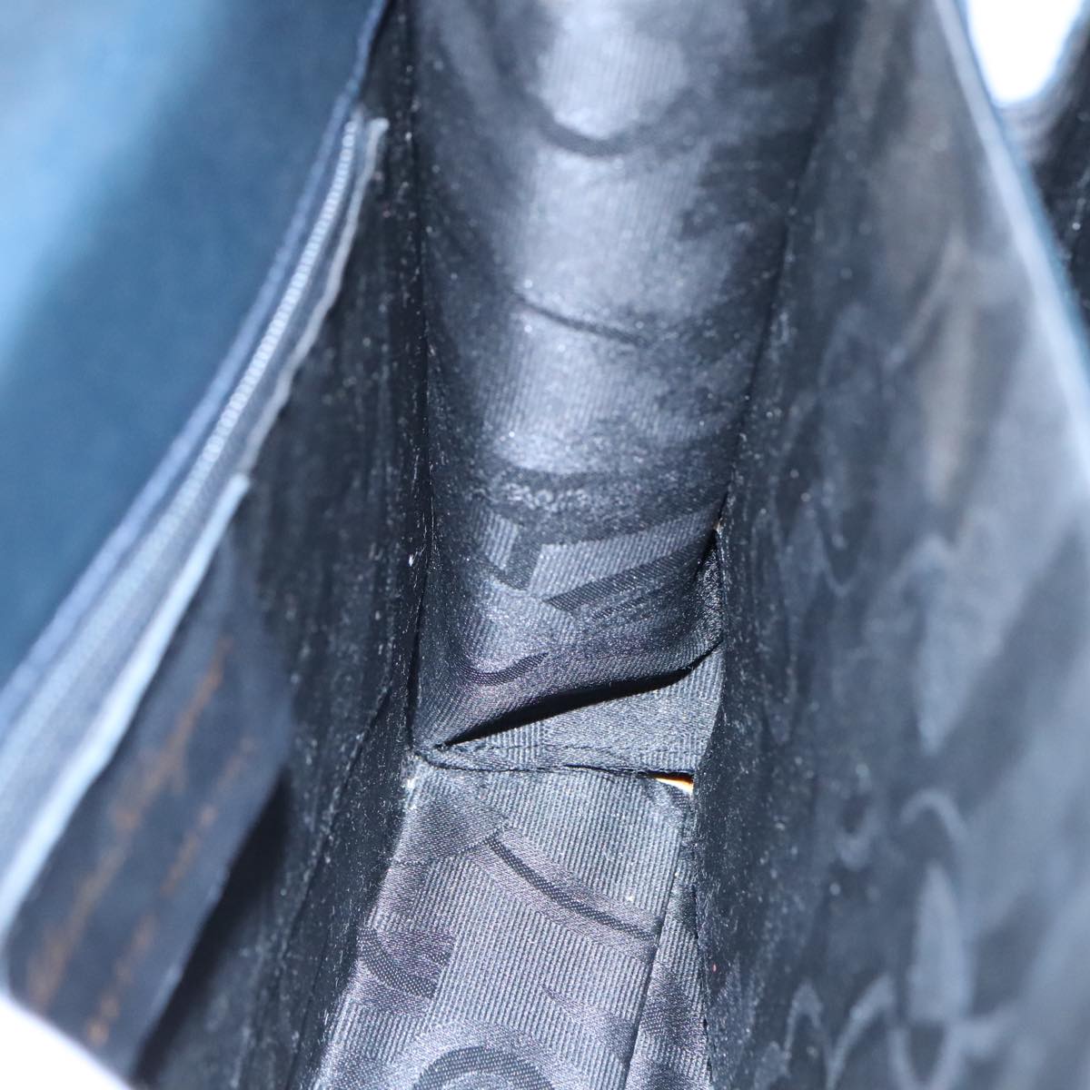 Salvatore Ferragamo Gancini Hand Bag Leather 2way Navy Gold Auth 98125