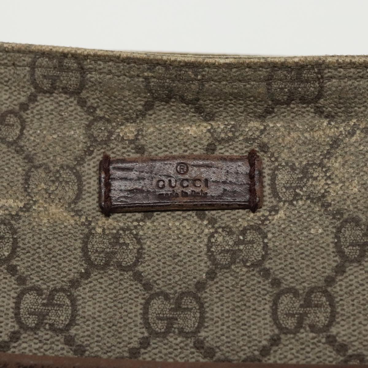 GUCCI GG Supreme Shoulder Bag PVC Beige Silver 141626 Auth 98221