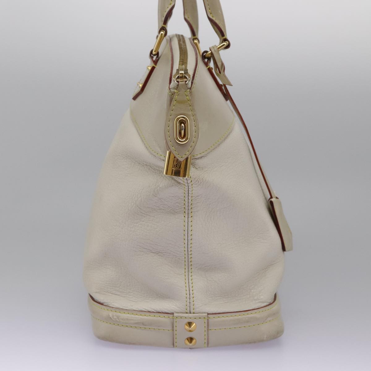 LOUIS VUITTON Suhari Lockit Hand Bag Leather White M91874 LV Auth 98231