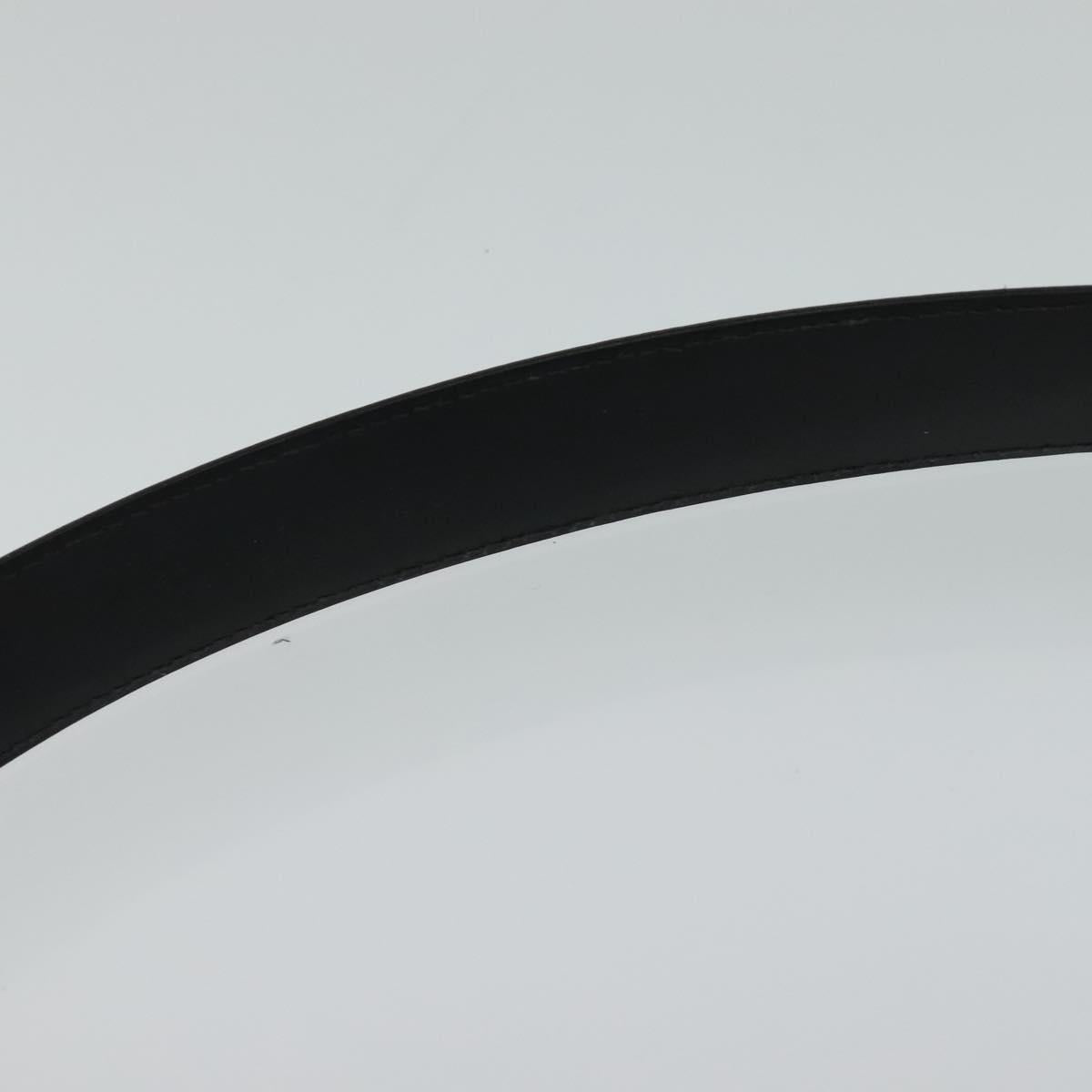 LOUIS VUITTON Belt Leather 29.9""""""""-34.3"""""""" Black Silver M9831 LV Auth 98233