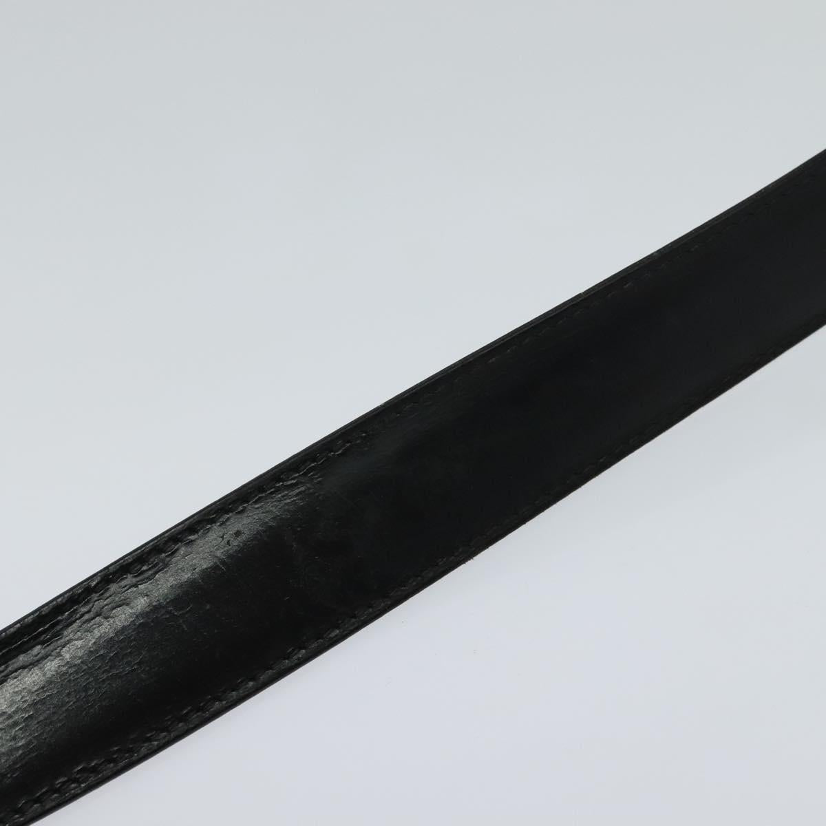 LOUIS VUITTON Belt Leather 29.9""""""""-34.3"""""""" Black Silver M9831 LV Auth 98233