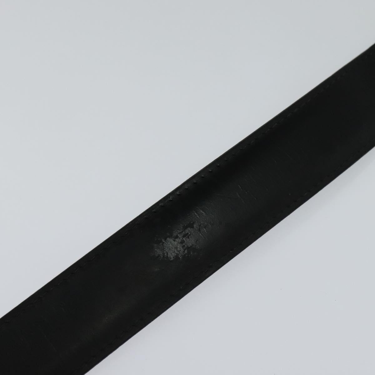 LOUIS VUITTON Belt Leather 29.9""""""""-34.3"""""""" Black Silver M9831 LV Auth 98233