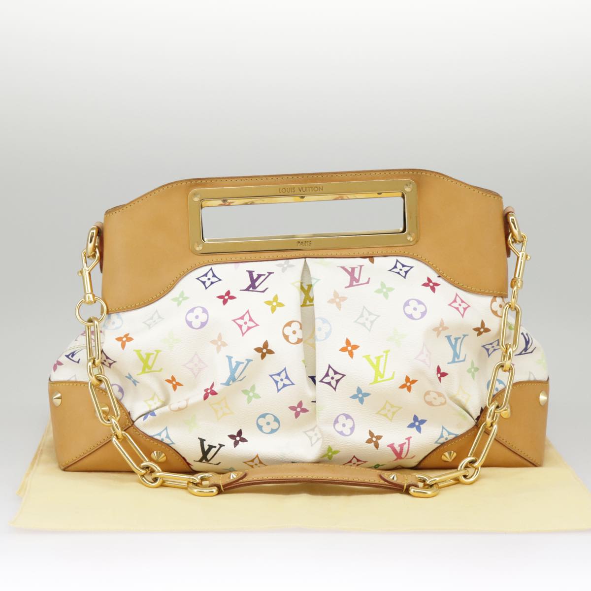 LOUIS VUITTON Monogram Multicolor Judy GM Shoulder Bag White M40253 Auth 98245AV