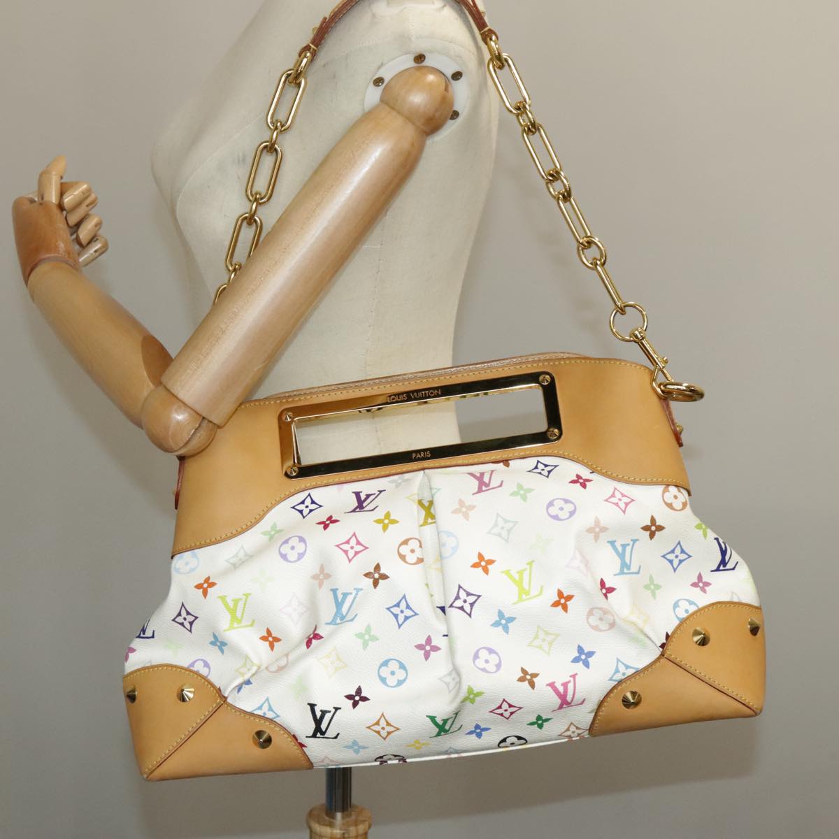 LOUIS VUITTON Monogram Multicolor Judy GM Shoulder Bag White M40253 Auth 98245AV