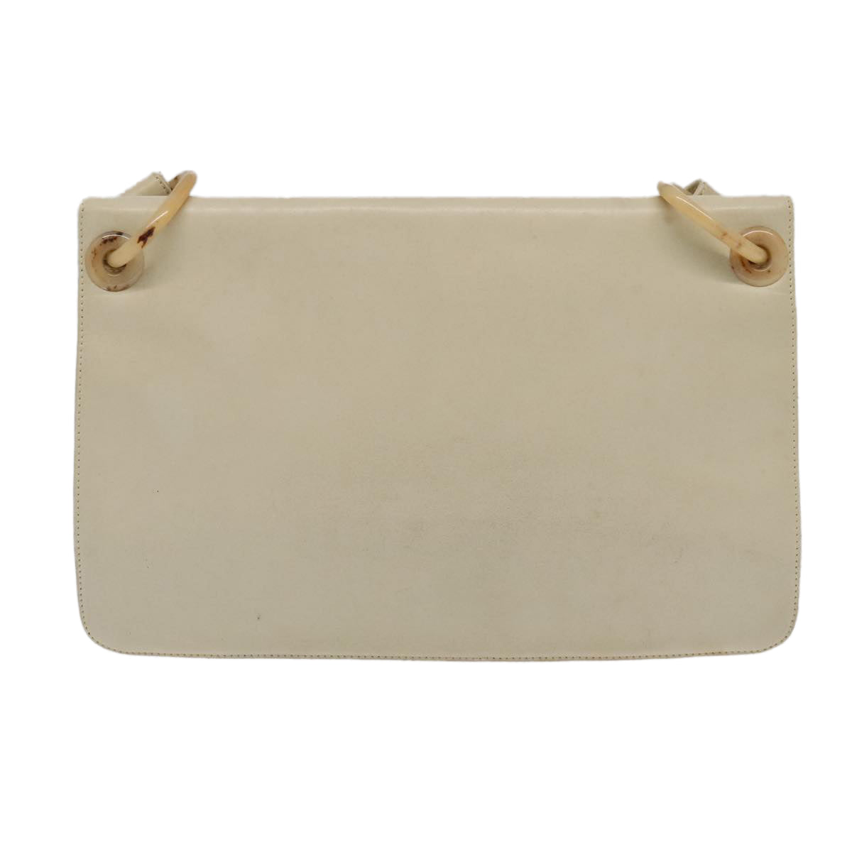 PRADA Shoulder Bag Leather White Auth 98309