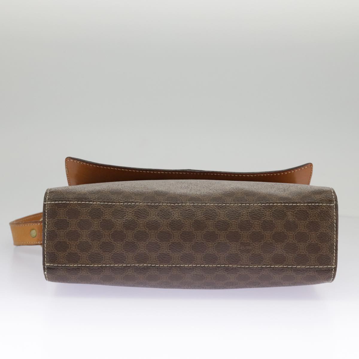 CELINE Macadam Canvas Shoulder Bag PVC Leather Brown Gold Auth 98428