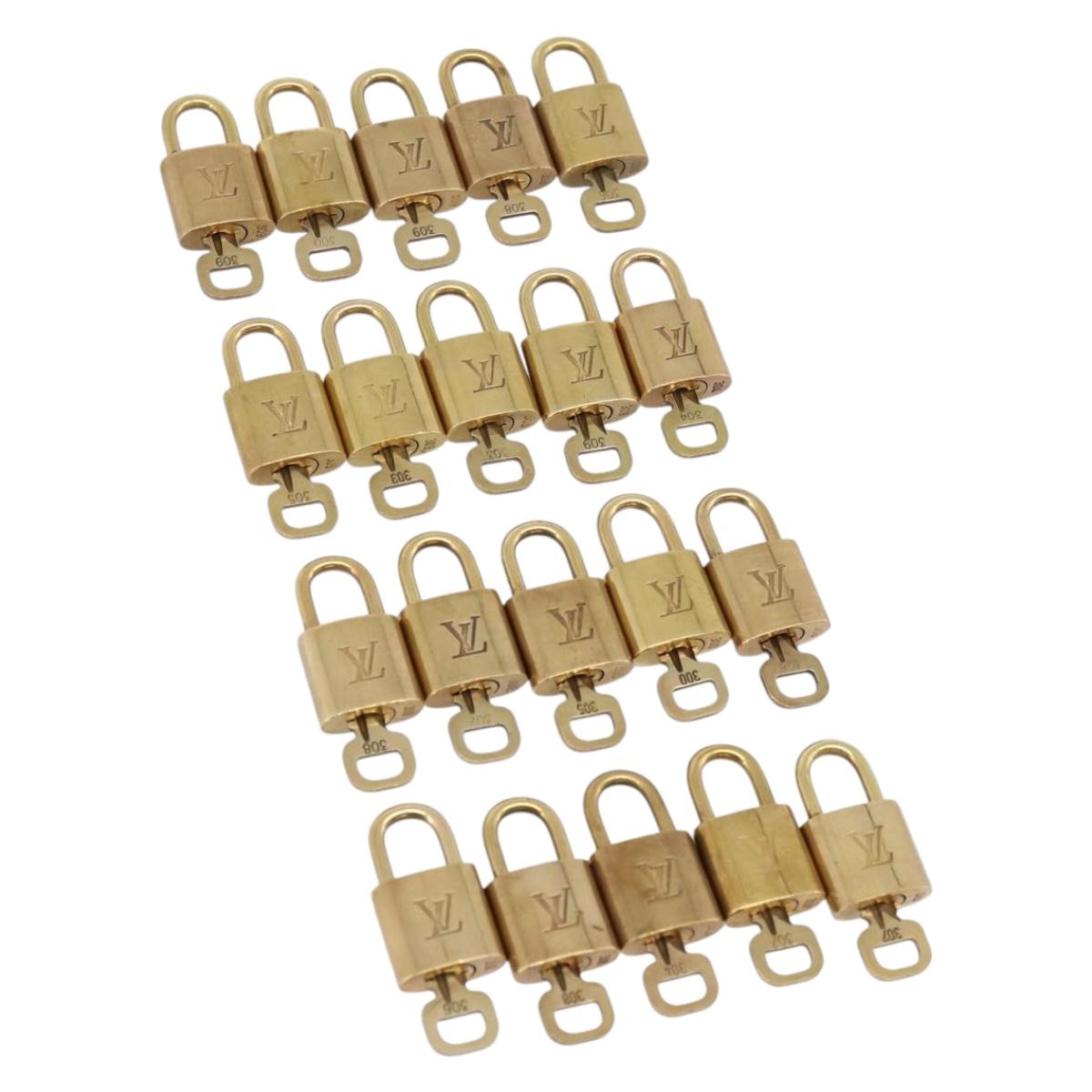 LOUIS VUITTON Padlock Metal 20 Set Gold Tone LV Auth 98462