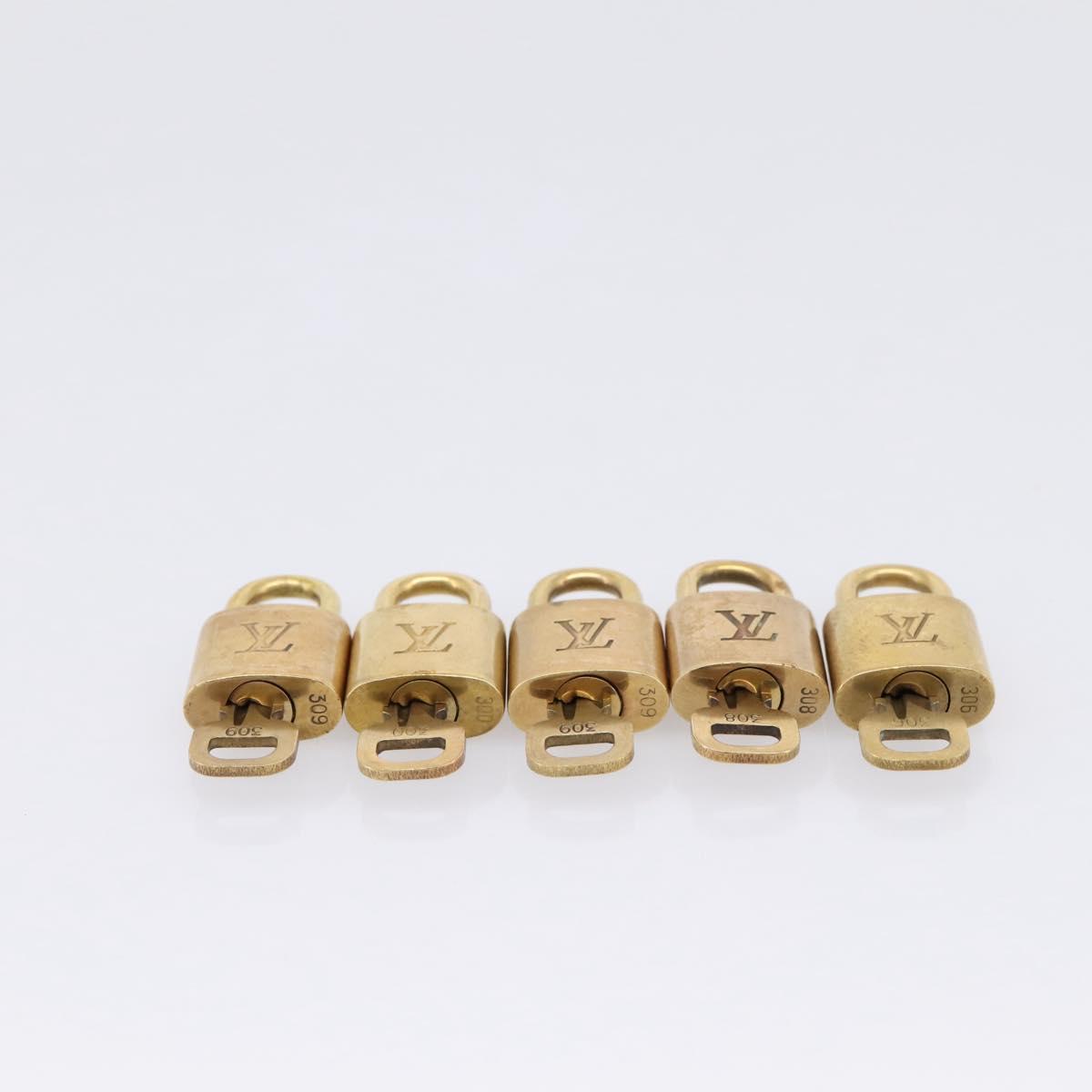 LOUIS VUITTON Padlock Metal 20 Set Gold Tone LV Auth 98462