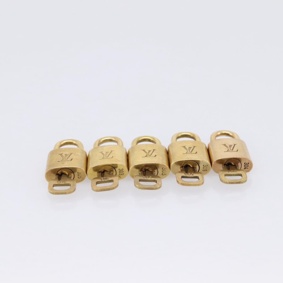 LOUIS VUITTON Padlock Metal 20 Set Gold Tone LV Auth 98462