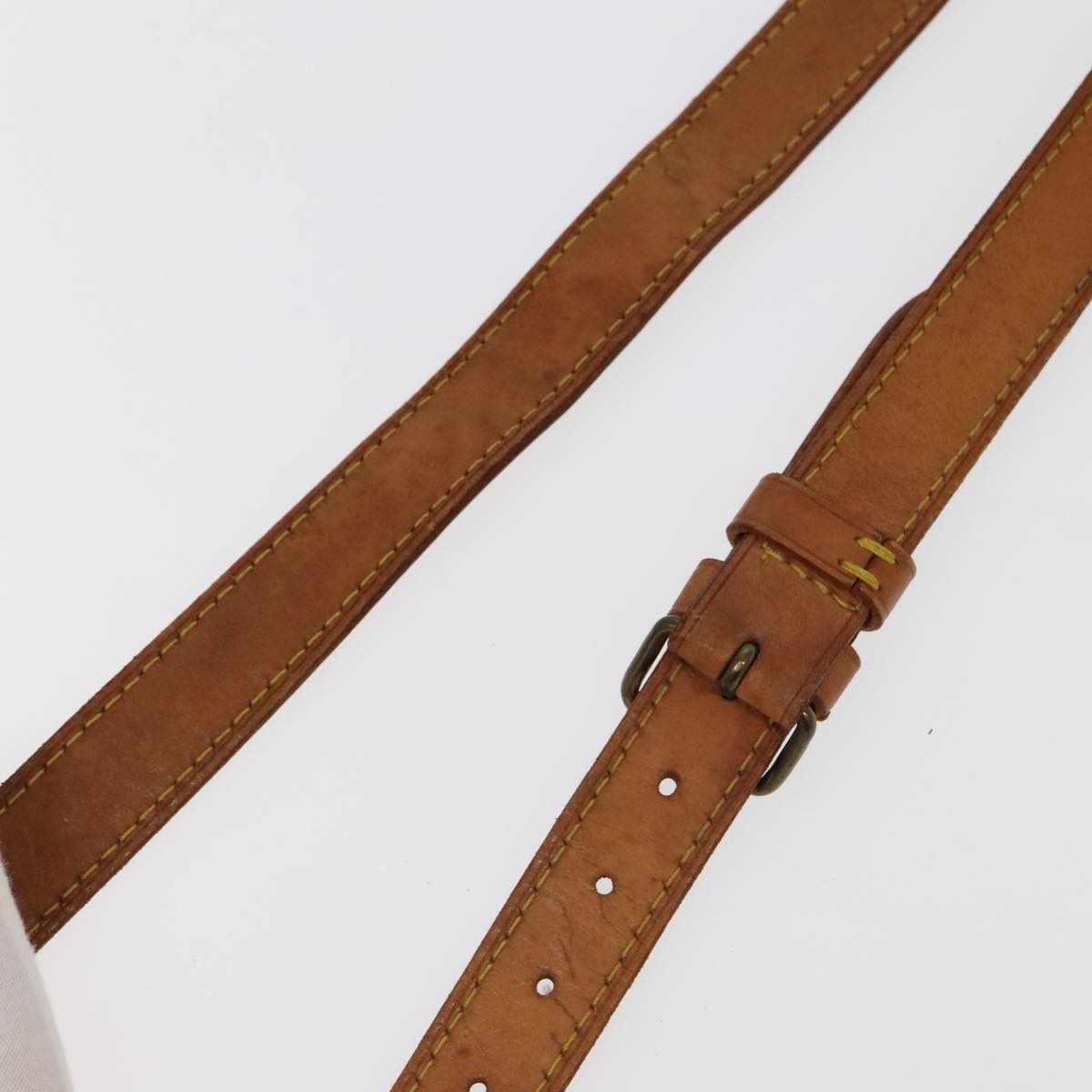 LOUIS VUITTON Adjustable Shoulder Strap Leather 35.8""""""""-42.9"""""""" Beige Auth 98613