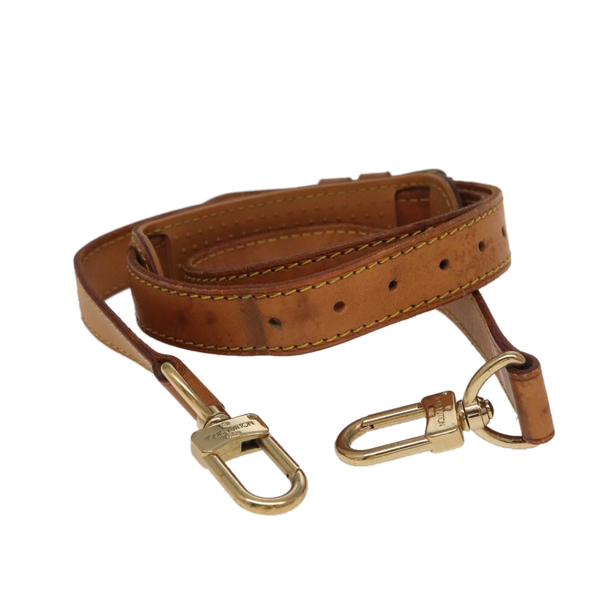 LOUIS VUITTON Adjustable Shoulder Strap Leather 35.8""""""""-42.9"""""""" Beige Auth 98613