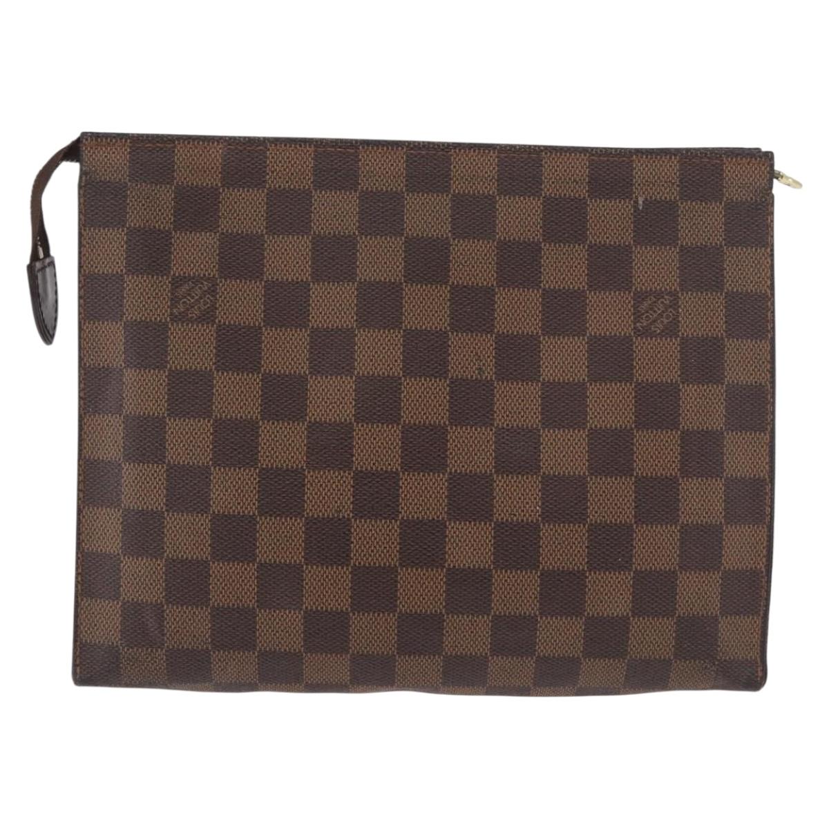 LOUIS VUITTON Damier Ebene Poche Toilette 26 Pouch N47543 LV Auth 98899