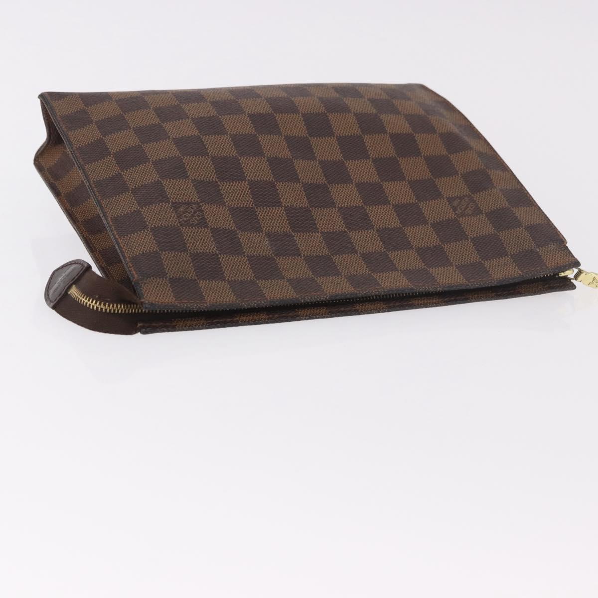 LOUIS VUITTON Damier Ebene Poche Toilette 26 Pouch N47543 LV Auth 98899