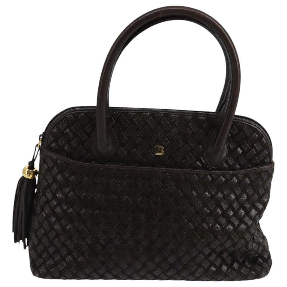 BALLY Hand Bag Leather Brown Auth 99175