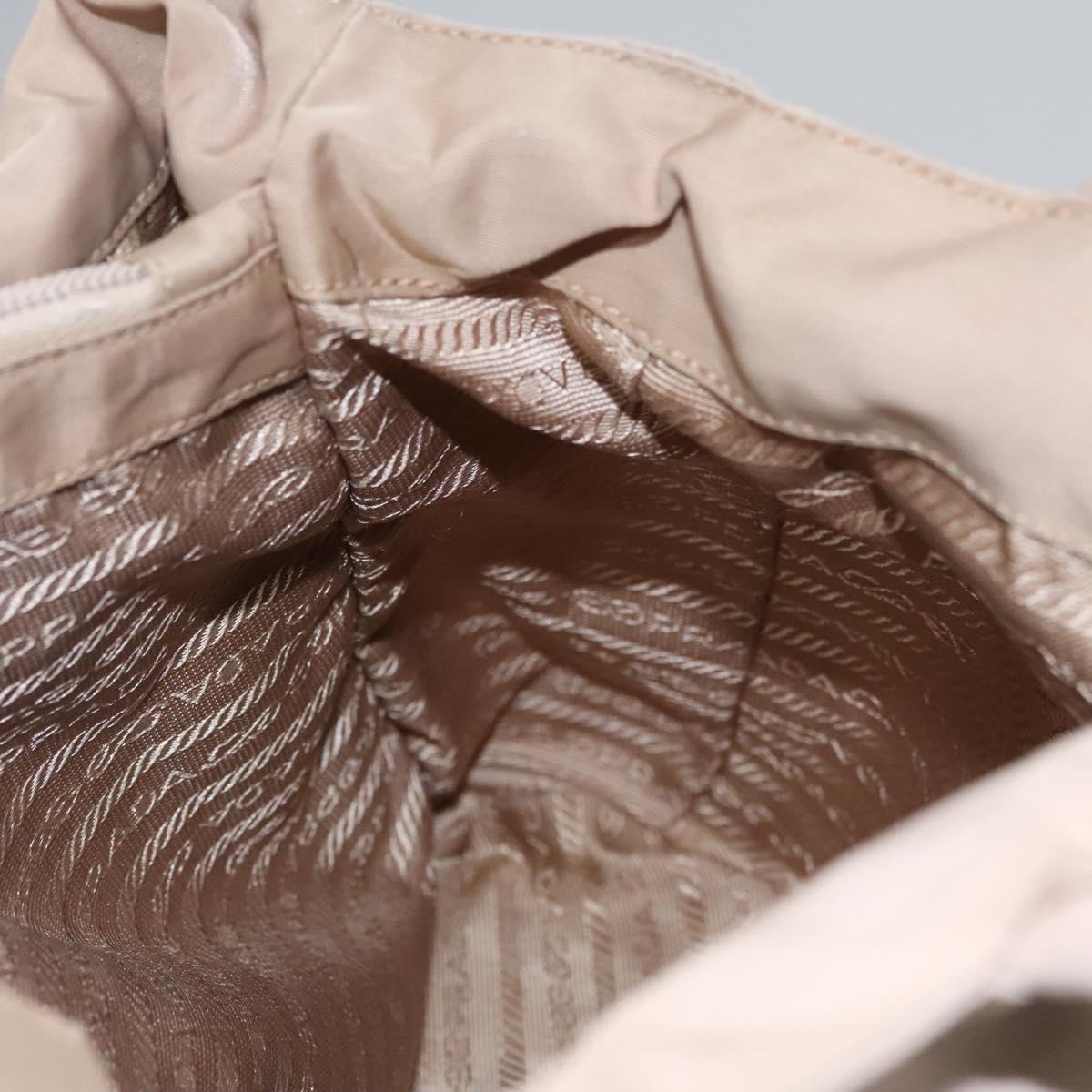 PRADA Hand Bag Nylon Beige Auth 99182