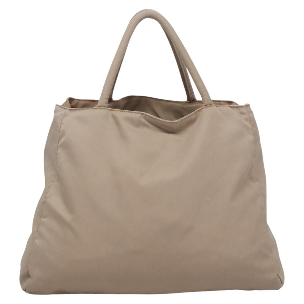 PRADA Hand Bag Nylon Beige Auth 99182
