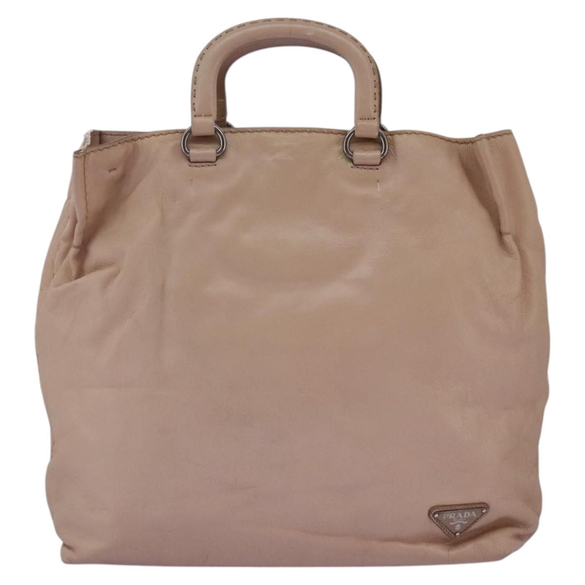 PRADA Hand Bag Leather Pink Auth 99198