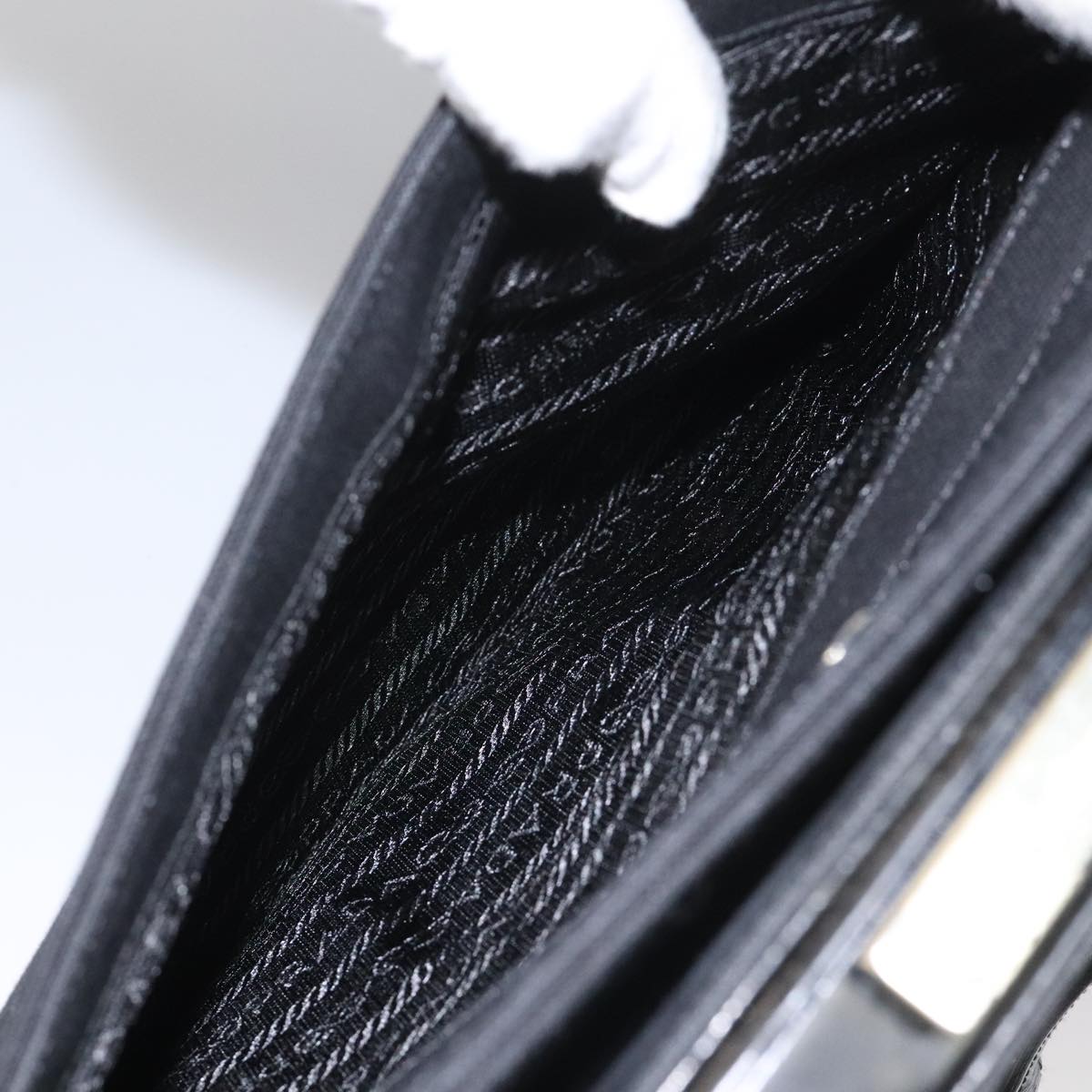 PRADA Shoulder Bag Canvas Black Auth 99211