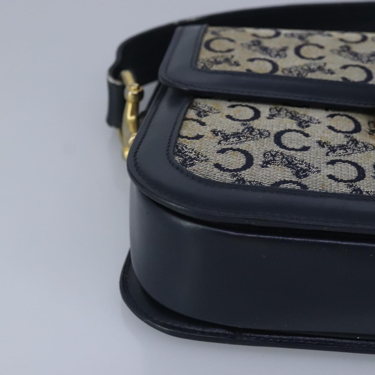 CELINE C Sulky Shoulder Bag Canvas Navy Auth 99408